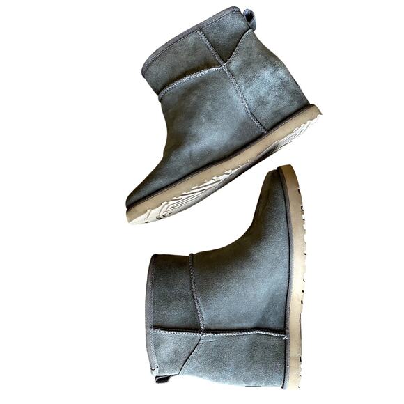 UGG Classic Femme Mini Wedge Slate Gray Cozy Suede Ankle Boot Women's 9.5 - Picture 1 of 13